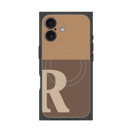 プレミアムスクエアケース with MagSafe［ オリジナル - initial two tone - R brown ］