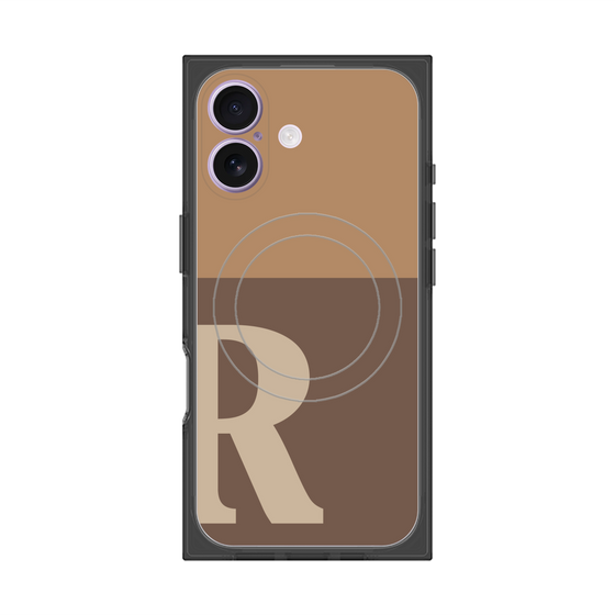 プレミアムスクエアケース with MagSafe［ オリジナル - initial two tone - R brown ］