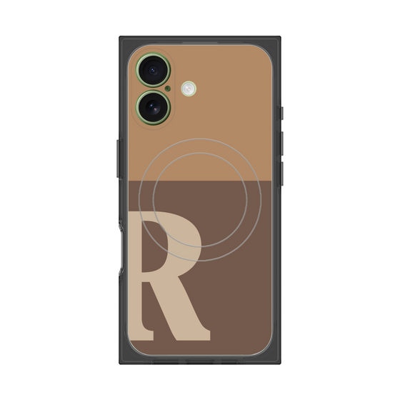 プレミアムスクエアケース with MagSafe［ オリジナル - initial two tone - R brown ］