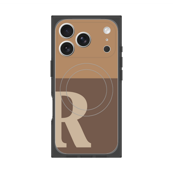 プレミアムスクエアケース with MagSafe［ オリジナル - initial two tone - R brown ］