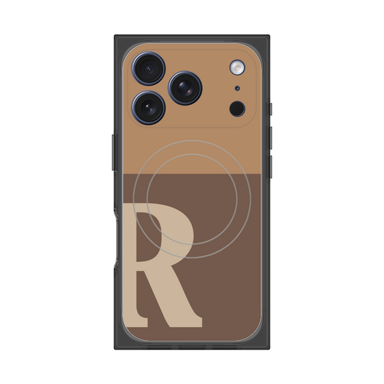 プレミアムスクエアケース with MagSafe［ オリジナル - initial two tone - R brown ］