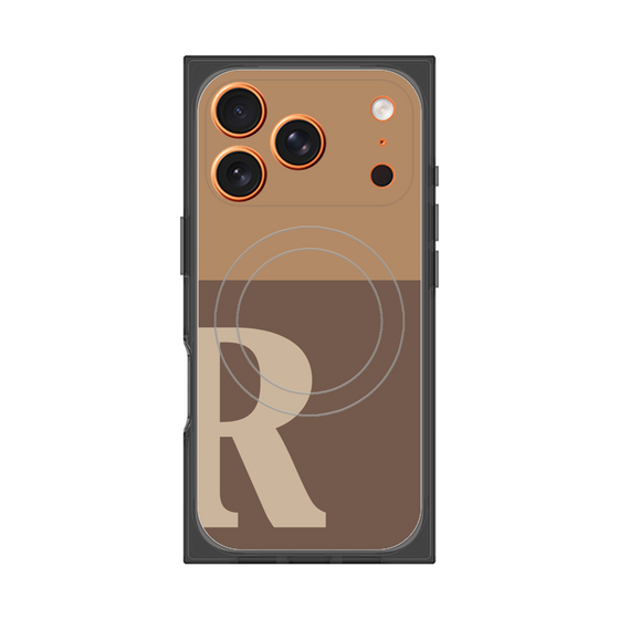 プレミアムスクエアケース with MagSafe［ オリジナル - initial two tone - R brown ］