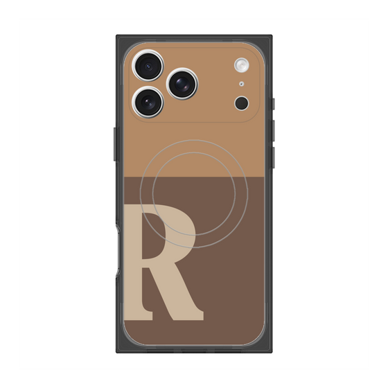 プレミアムスクエアケース with MagSafe［ オリジナル - initial two tone - R brown ］