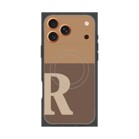 プレミアムスクエアケース with MagSafe［ オリジナル - initial two tone - R brown ］