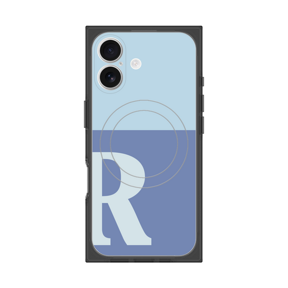 プレミアムスクエアケース with MagSafe［ オリジナル - initial two tone - R blue ］