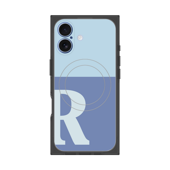 プレミアムスクエアケース with MagSafe［ オリジナル - initial two tone - R blue ］