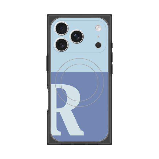 プレミアムスクエアケース with MagSafe［ オリジナル - initial two tone - R blue ］