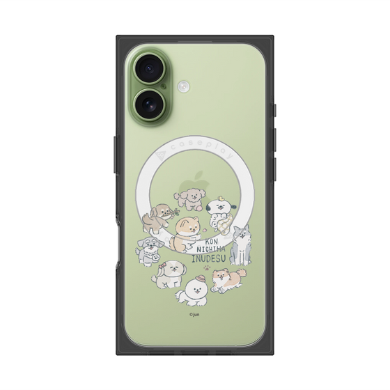 プレミアムスクエアケース with MagSafe［ こんにちは、いぬです - みんなそろって - クリア ］