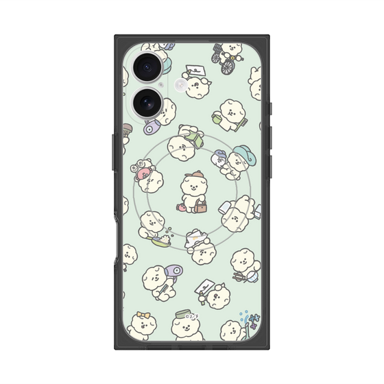 プレミアムスクエアケース with MagSafe［ もっさりもさお - もさおがいっぱい - グリーン ］