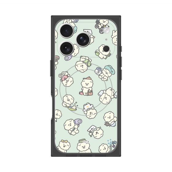 プレミアムスクエアケース with MagSafe［ もっさりもさお - もさおがいっぱい - グリーン ］