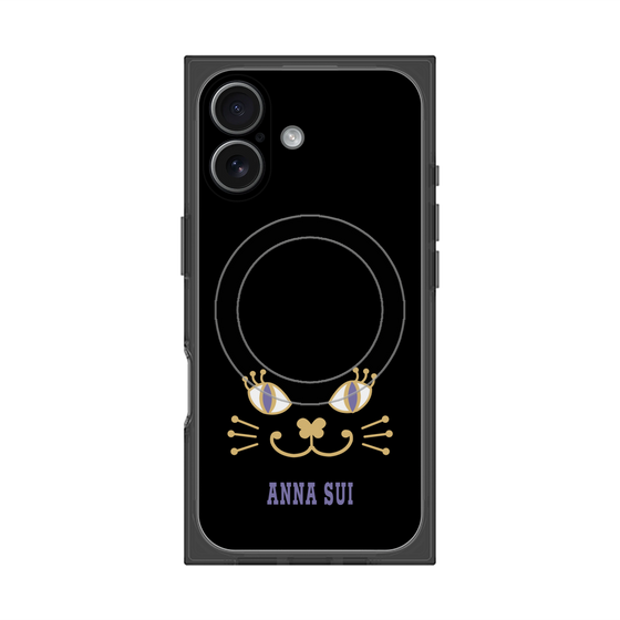 プレミアムスクエアケース with MagSafe［ ANNA SUI - フェイス - ブラック ］
