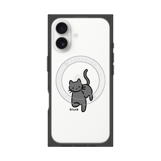 プレミアムスクエアケース with MagSafe［ オリジナル - CASEPLAYネコ - black ］
