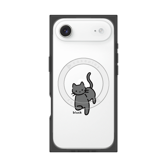 プレミアムスクエアケース with MagSafe［ オリジナル - CASEPLAYネコ - black ］