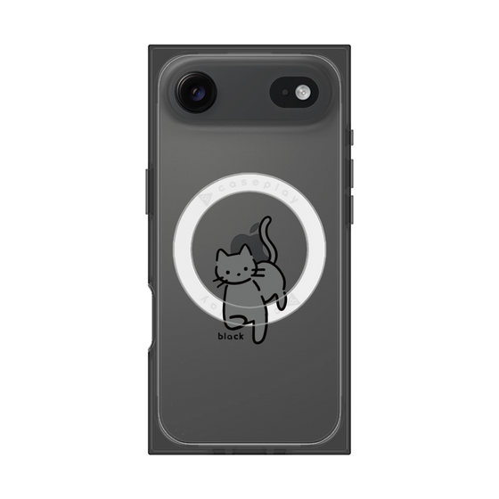 プレミアムスクエアケース with MagSafe［ オリジナル - CASEPLAYネコ - black ］