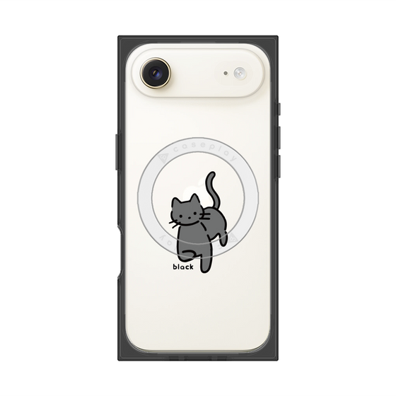 プレミアムスクエアケース with MagSafe［ オリジナル - CASEPLAYネコ - black ］