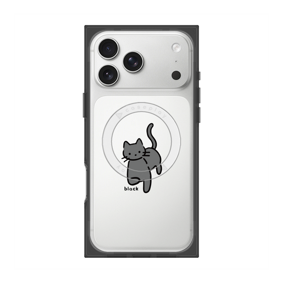 プレミアムスクエアケース with MagSafe［ オリジナル - CASEPLAYネコ - black ］