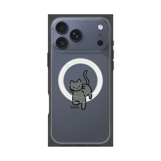 プレミアムスクエアケース with MagSafe［ オリジナル - CASEPLAYネコ - black ］