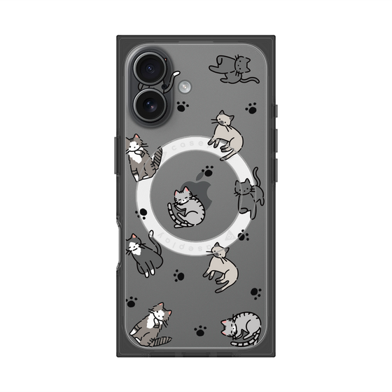 プレミアムスクエアケース with MagSafe［ オリジナル - CASEPLAYネコ総柄 - color ］