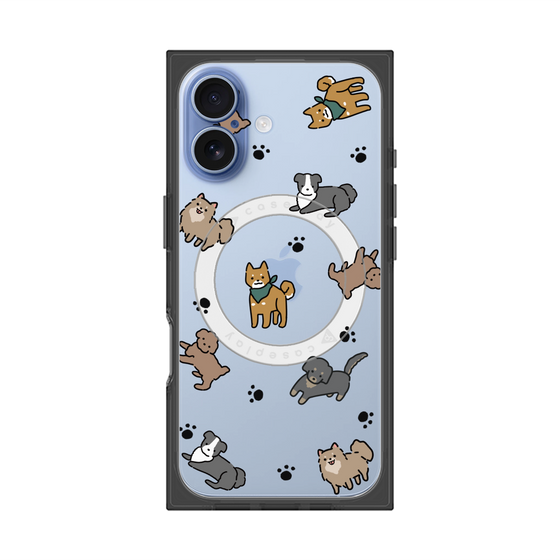 プレミアムスクエアケース with MagSafe［ オリジナル - CASEPLAYイヌ総柄 - color ］