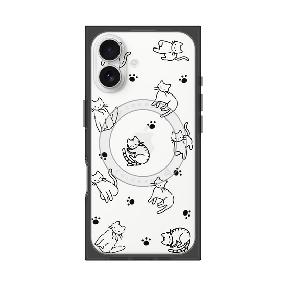 プレミアムスクエアケース with MagSafe［ オリジナル - CASEPLAYネコ総柄 - black ］