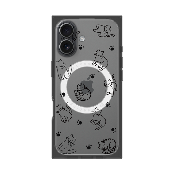 プレミアムスクエアケース with MagSafe［ オリジナル - CASEPLAYネコ総柄 - black ］