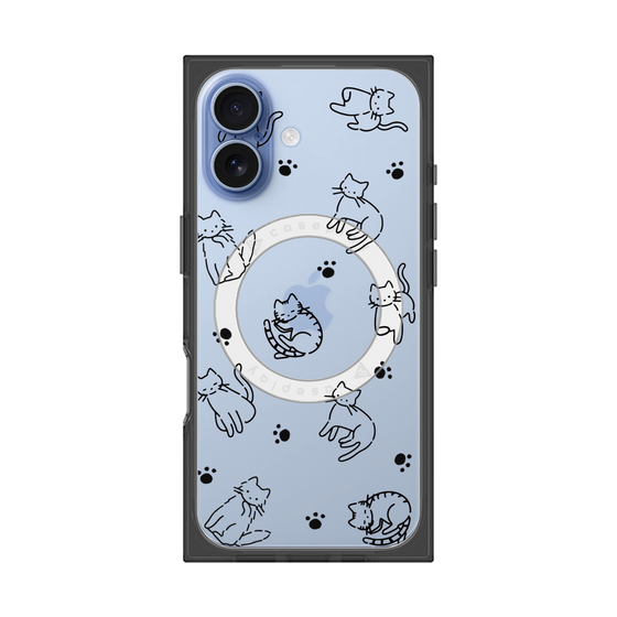 プレミアムスクエアケース with MagSafe［ オリジナル - CASEPLAYネコ総柄 - black ］