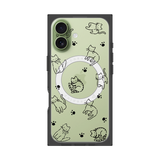 プレミアムスクエアケース with MagSafe［ オリジナル - CASEPLAYネコ総柄 - black ］