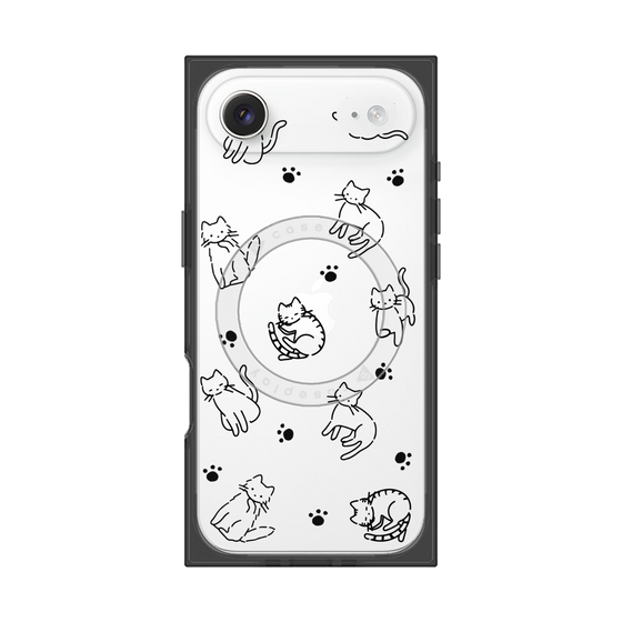 プレミアムスクエアケース with MagSafe［ オリジナル - CASEPLAYネコ総柄 - black ］