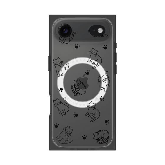 プレミアムスクエアケース with MagSafe［ オリジナル - CASEPLAYネコ総柄 - black ］