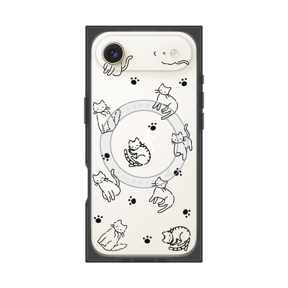 プレミアムスクエアケース with MagSafe［ オリジナル - CASEPLAYネコ総柄 - black ］