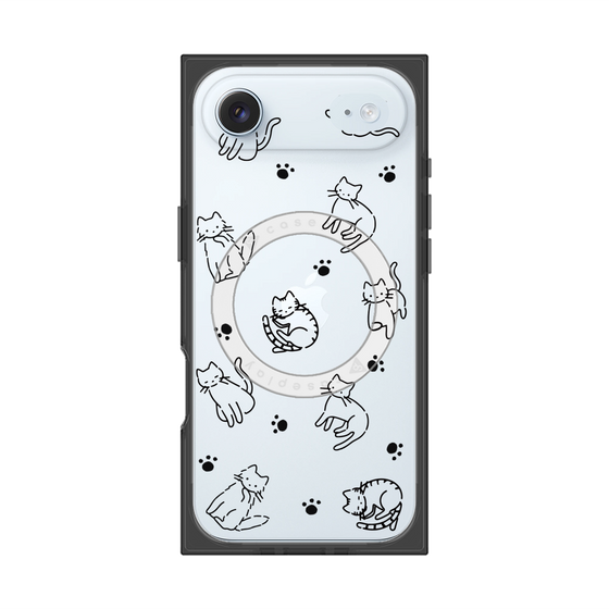 プレミアムスクエアケース with MagSafe［ オリジナル - CASEPLAYネコ総柄 - black ］
