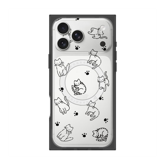 プレミアムスクエアケース with MagSafe［ オリジナル - CASEPLAYネコ総柄 - black ］