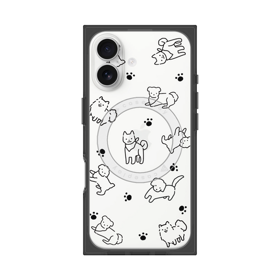 プレミアムスクエアケース with MagSafe［ オリジナル - CASEPLAYイヌ総柄 - black ］