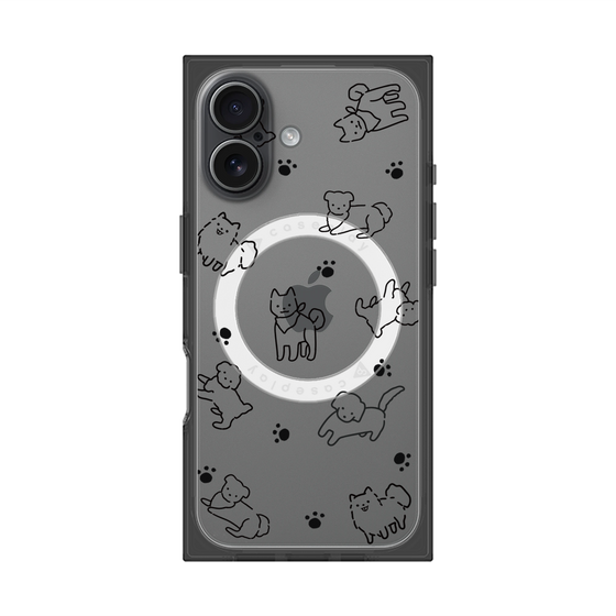 プレミアムスクエアケース with MagSafe［ オリジナル - CASEPLAYイヌ総柄 - black ］