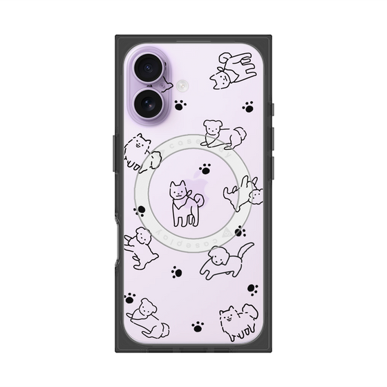 プレミアムスクエアケース with MagSafe［ オリジナル - CASEPLAYイヌ総柄 - black ］