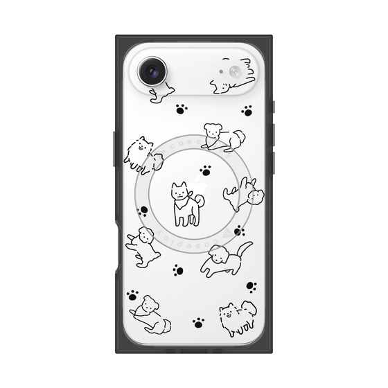 プレミアムスクエアケース with MagSafe［ オリジナル - CASEPLAYイヌ総柄 - black ］