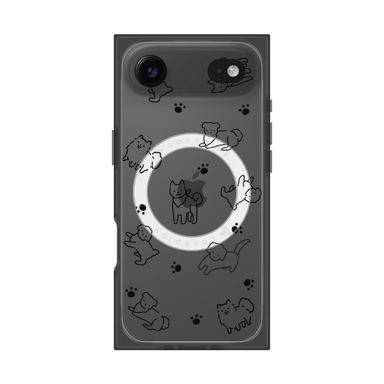 プレミアムスクエアケース with MagSafe［ オリジナル - CASEPLAYイヌ総柄 - black ］