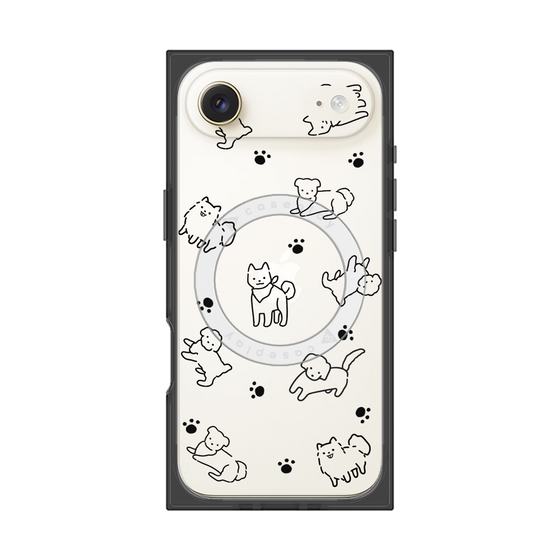 プレミアムスクエアケース with MagSafe［ オリジナル - CASEPLAYイヌ総柄 - black ］