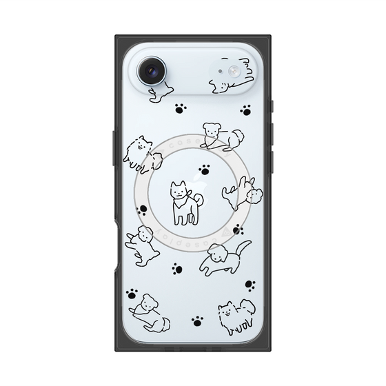 プレミアムスクエアケース with MagSafe［ オリジナル - CASEPLAYイヌ総柄 - black ］