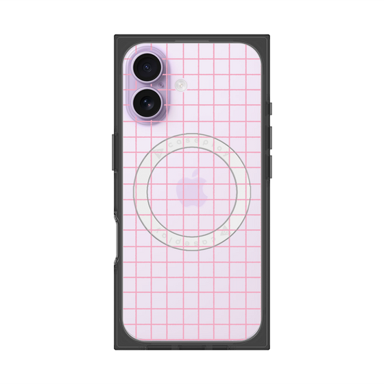 プレミアムスクエアケース with MagSafe［ オリジナル - 推し色チェック - ピンク ］