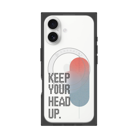 プレミアムスクエアケース with MagSafe［ オリジナル - ドットオーバーレイ - KEEP YOUR HEAD UP/A ］