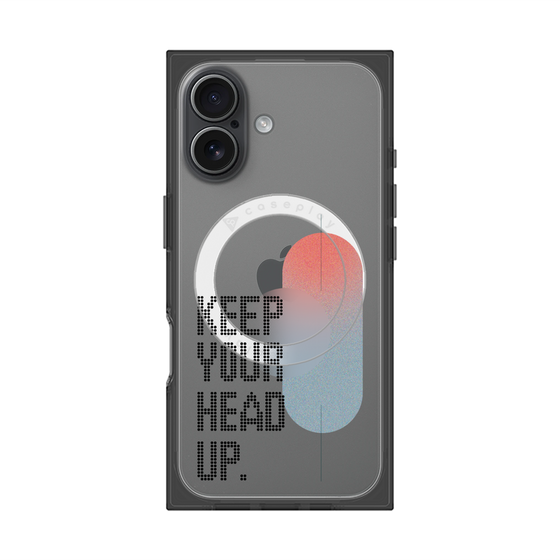 プレミアムスクエアケース with MagSafe［ オリジナル - ドットオーバーレイ - KEEP YOUR HEAD UP/A ］