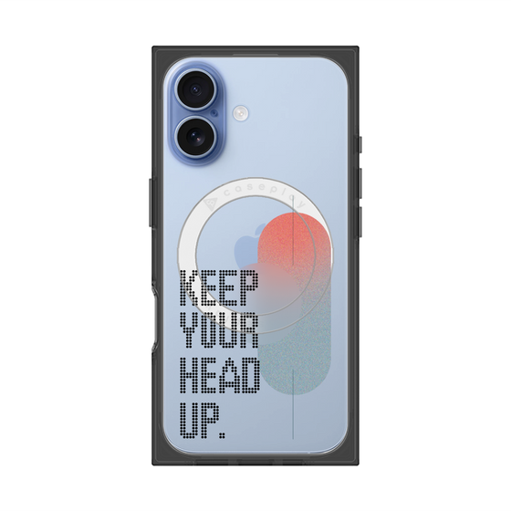 プレミアムスクエアケース with MagSafe［ オリジナル - ドットオーバーレイ - KEEP YOUR HEAD UP/A ］