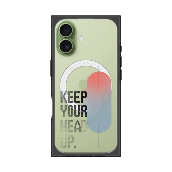 プレミアムスクエアケース with MagSafe［ オリジナル - ドットオーバーレイ - KEEP YOUR HEAD UP/A ］