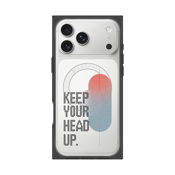 プレミアムスクエアケース with MagSafe［ オリジナル - ドットオーバーレイ - KEEP YOUR HEAD UP/A ］
