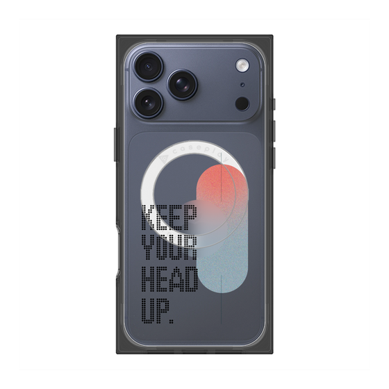 プレミアムスクエアケース with MagSafe［ オリジナル - ドットオーバーレイ - KEEP YOUR HEAD UP/A ］