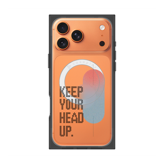 プレミアムスクエアケース with MagSafe［ オリジナル - ドットオーバーレイ - KEEP YOUR HEAD UP/A ］