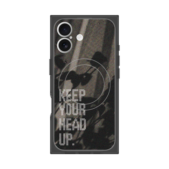 プレミアムスクエアケース with MagSafe［ オリジナル - ドットオーバーレイ - KEEP YOUR HEAD UP/B ］