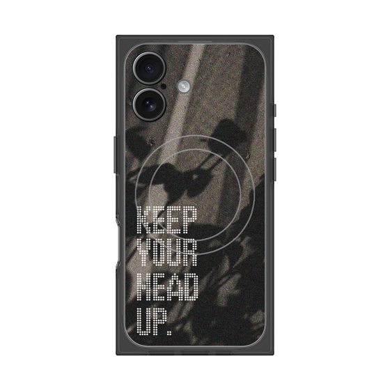 プレミアムスクエアケース with MagSafe［ オリジナル - ドットオーバーレイ - KEEP YOUR HEAD UP/B ］