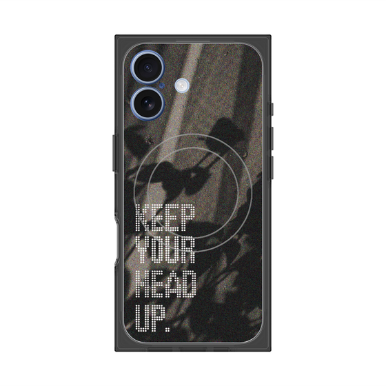 プレミアムスクエアケース with MagSafe［ オリジナル - ドットオーバーレイ - KEEP YOUR HEAD UP/B ］